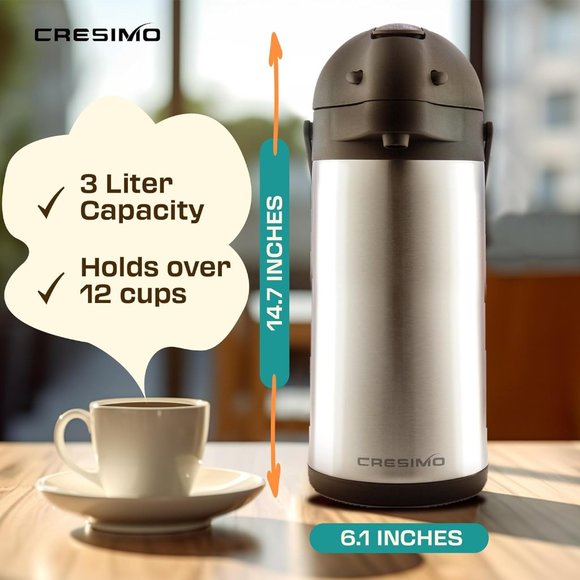 Airpot Coffee Carafe 101oz - 24 Hours Hot OR COLD Drink THERMAL*NEW* - Picture 4 of 8